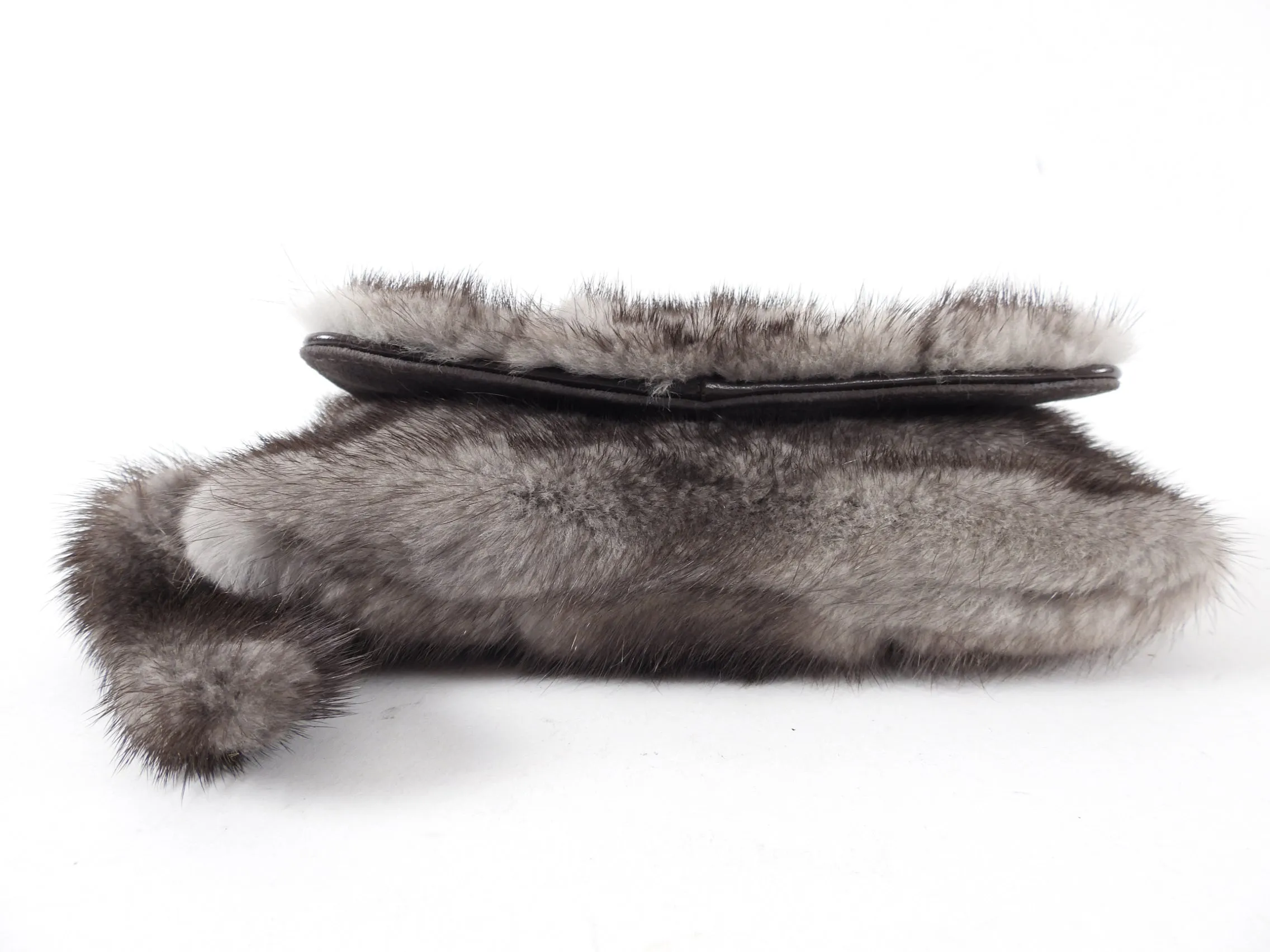 Gucci Tom Ford 2004 Grey Mink Fur Mini Dragon Evening Bag