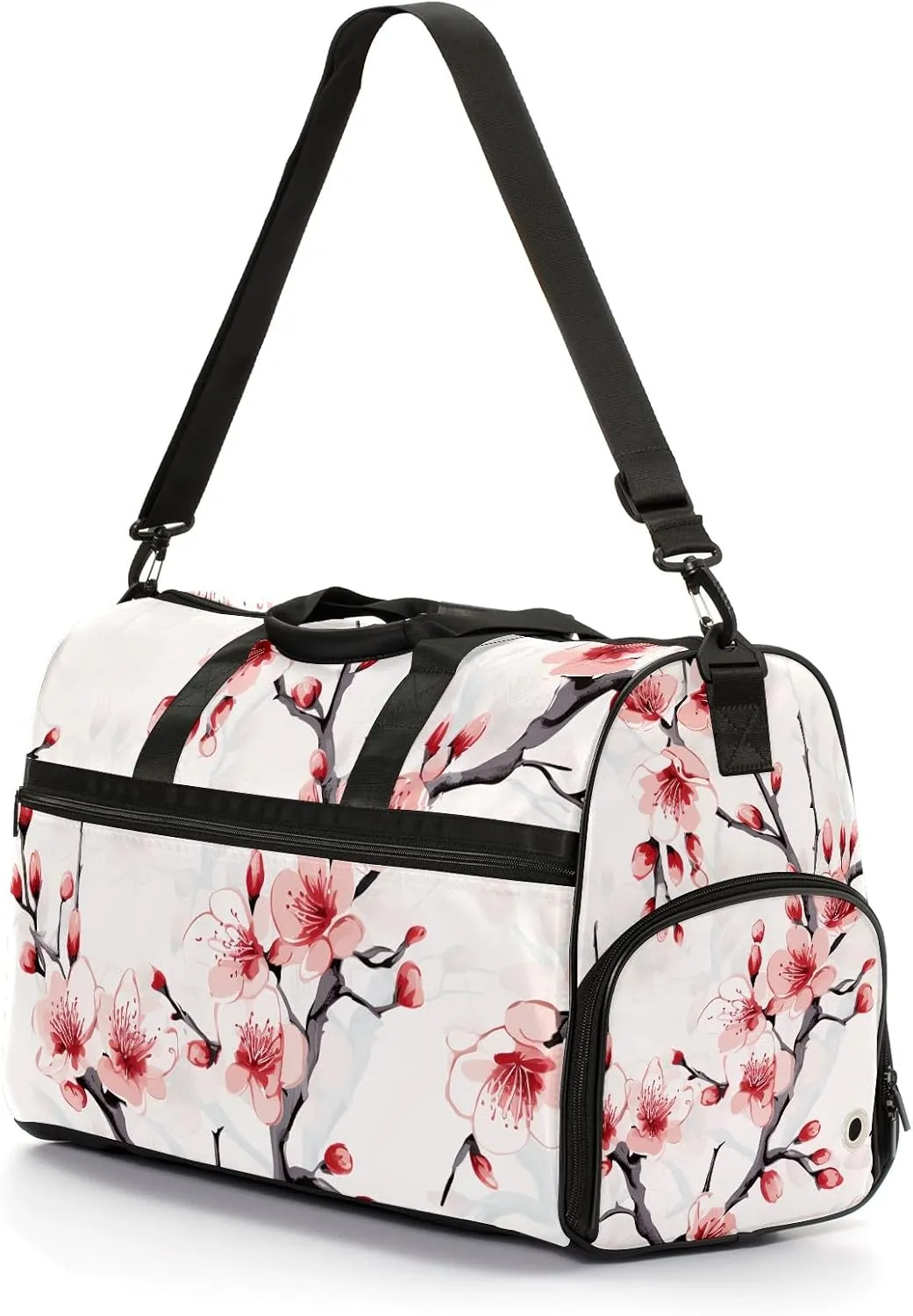 Gym Bag for Women Men, Yoga Bag with Shoe Pocket, Travel Duffel Tote Bag for Plane, Workout, Swimming, Weekend Overnight Bag Carry on Bag Hospital Holdalls, Chinese Painting Peach Blossom - 4