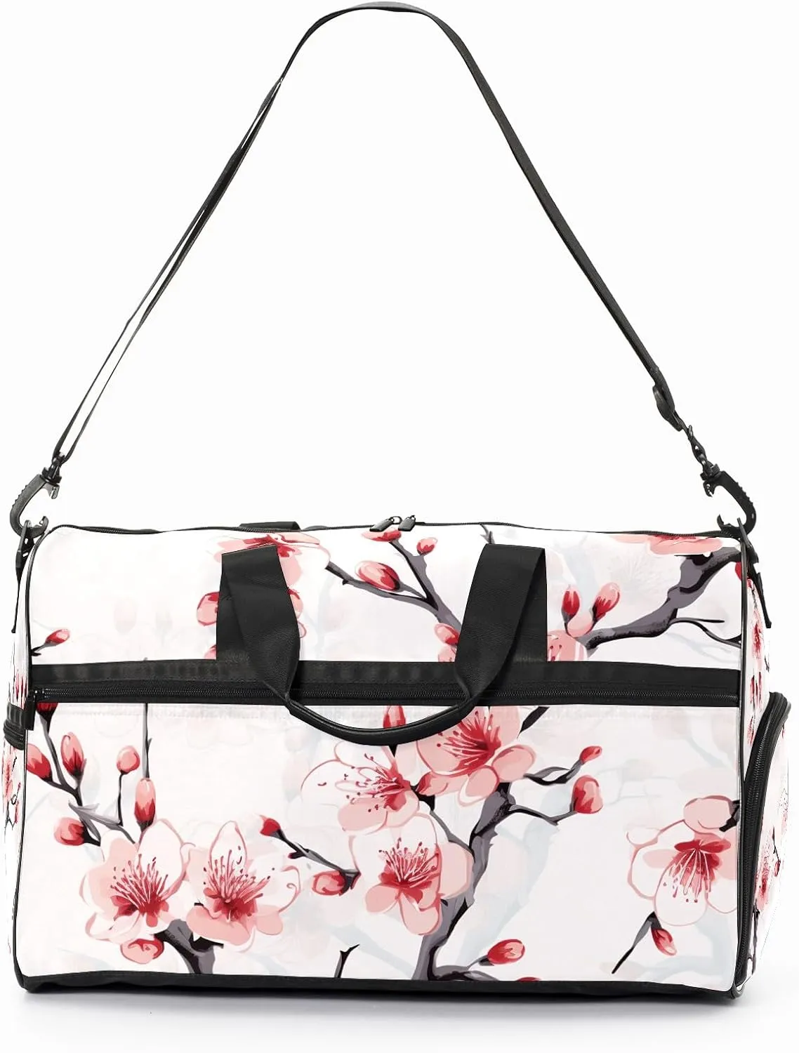 Gym Bag for Women Men, Yoga Bag with Shoe Pocket, Travel Duffel Tote Bag for Plane, Workout, Swimming, Weekend Overnight Bag Carry on Bag Hospital Holdalls, Chinese Painting Peach Blossom - 4