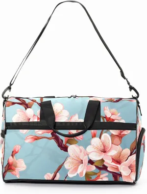 Gym Bag for Women Men, Yoga Bag with Shoe Pocket, Travel Duffel Tote Bag for Plane, Workout, Swimming, Weekend Overnight Bag Carry on Bag Hospital Holdalls, Cute Peach Blossom - 11