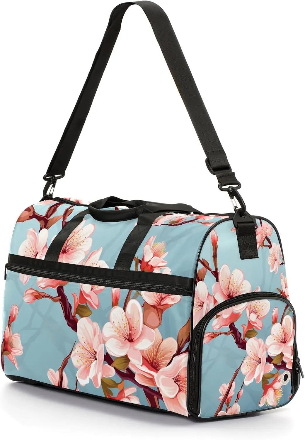 Gym Bag for Women Men, Yoga Bag with Shoe Pocket, Travel Duffel Tote Bag for Plane, Workout, Swimming, Weekend Overnight Bag Carry on Bag Hospital Holdalls, Cute Peach Blossom - 11