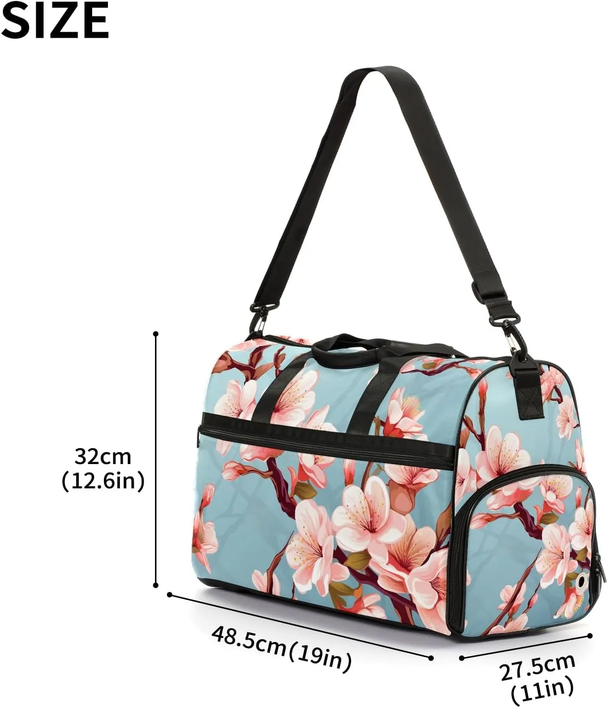 Gym Bag for Women Men, Yoga Bag with Shoe Pocket, Travel Duffel Tote Bag for Plane, Workout, Swimming, Weekend Overnight Bag Carry on Bag Hospital Holdalls, Cute Peach Blossom - 11