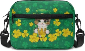 HUGS IDEA Women's Cross-Body Zipper Shoulder Bag St Patricks Day Shamrock Cell Phone Purse Handbag