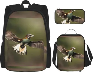 Hunting Flying-Wild print 3-Piece Casual Backpack Set (Backpack   Waist Bag   Small Pouch), Unisex Daypack
