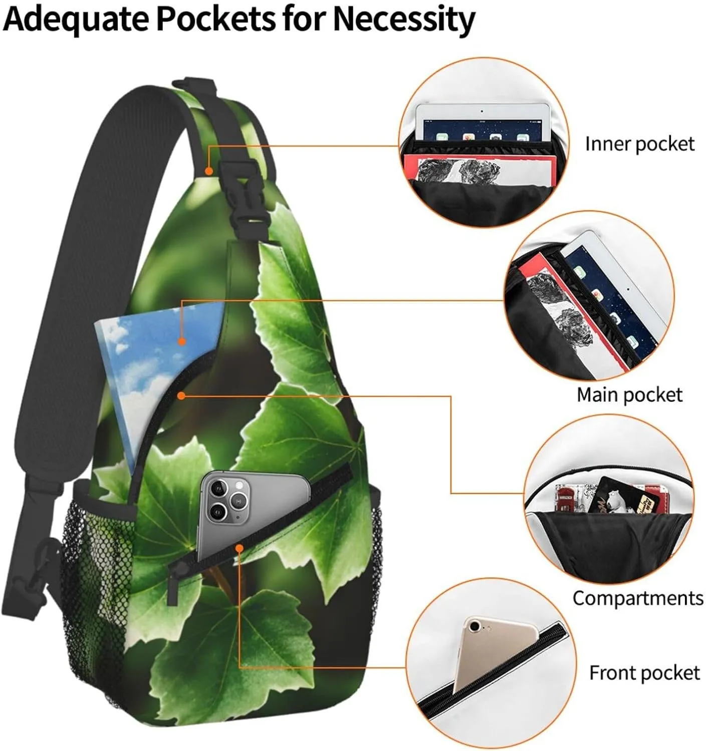 Ivy Blossoms Tree Sling Backpack,Men Cross Chest Bag Diagonally,Shoulder Bag For Outdoor Travel Cycling Bag