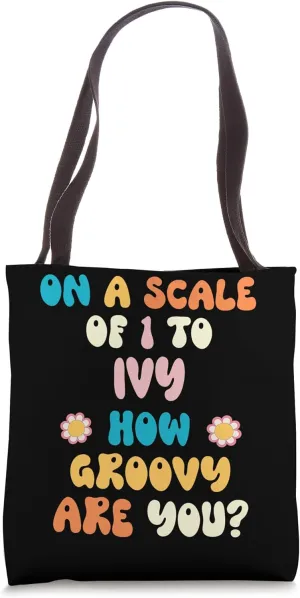 IVY Cute Retro Girls Groovy IVY Personalized Name Tote Bag