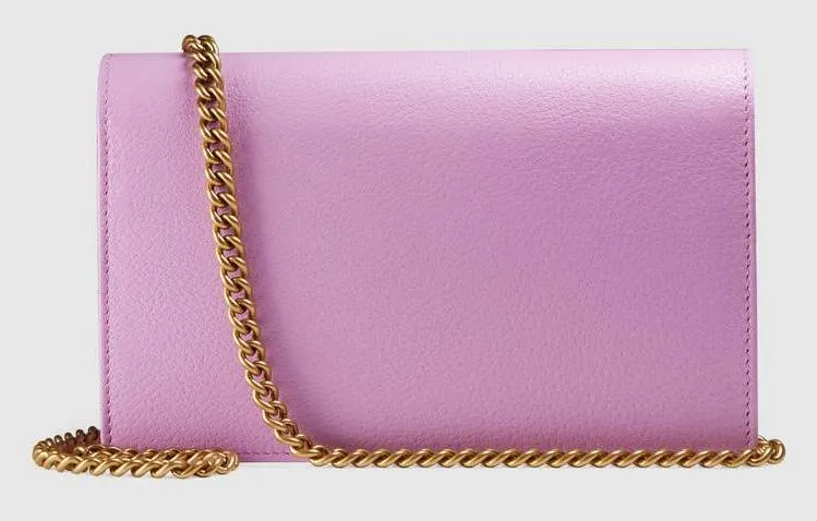 Leather Mini Chain Bag with Double G and Crystals