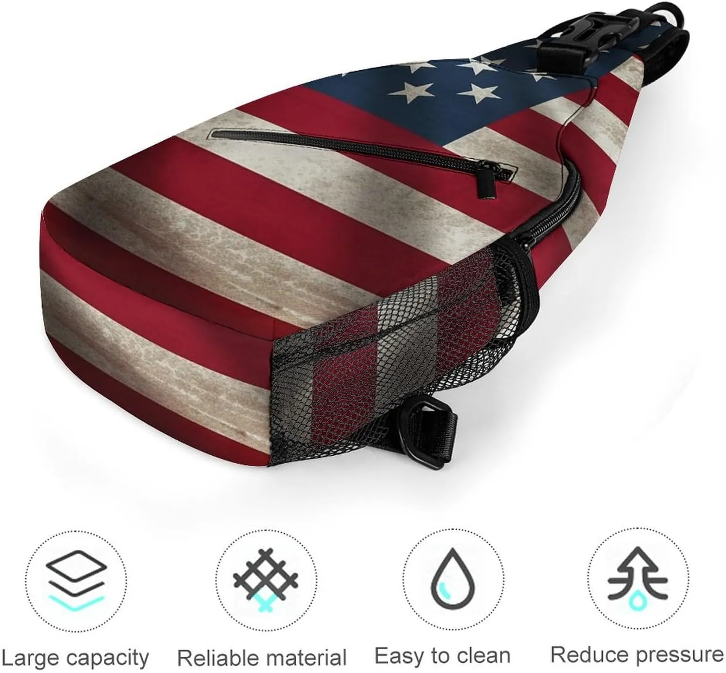 Lightweight Chest Bag Crossbody Bag American Flag Sling Backpack for Women Men Sports Travel