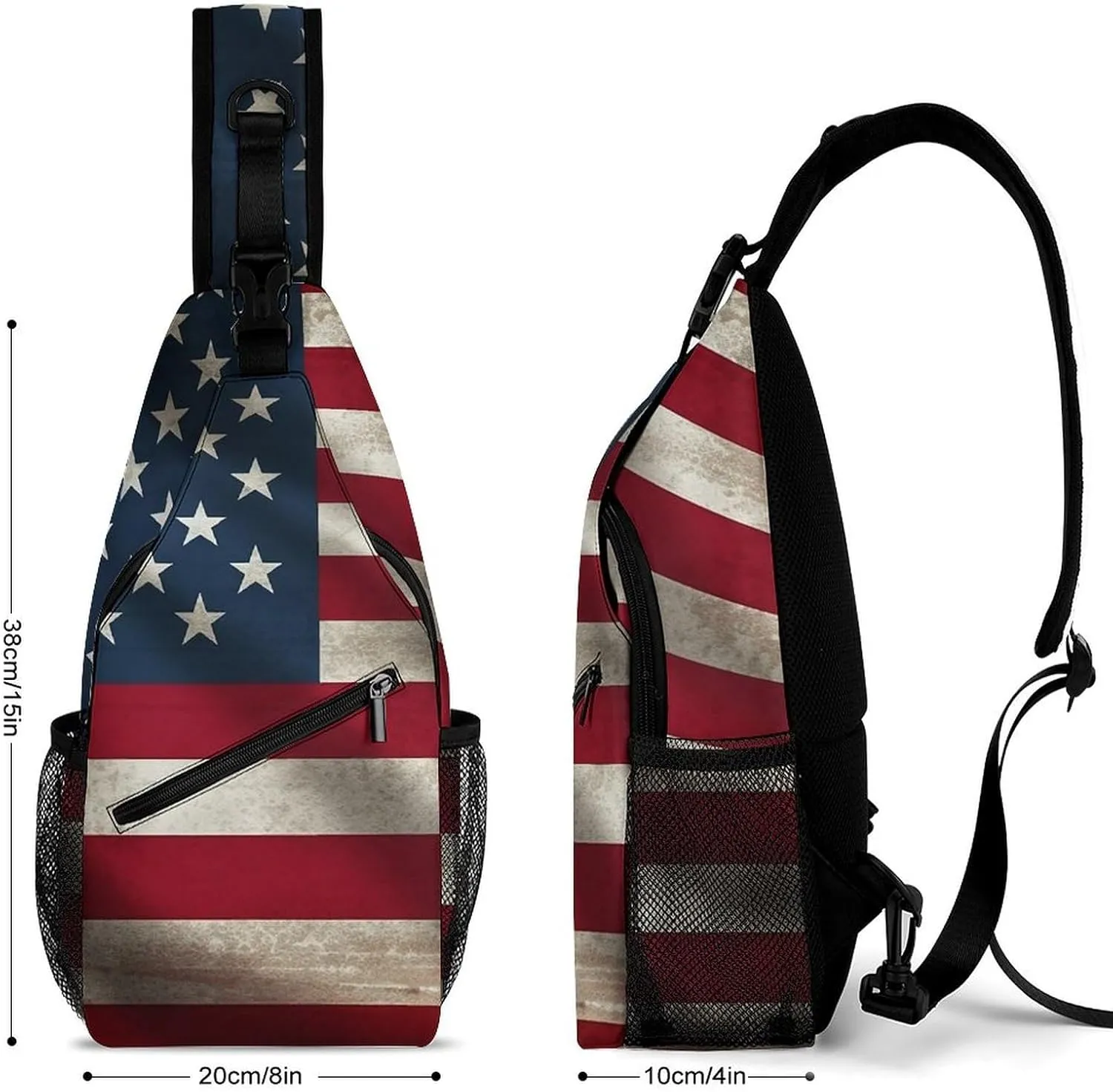 Lightweight Chest Bag Crossbody Bag American Flag Sling Backpack for Women Men Sports Travel