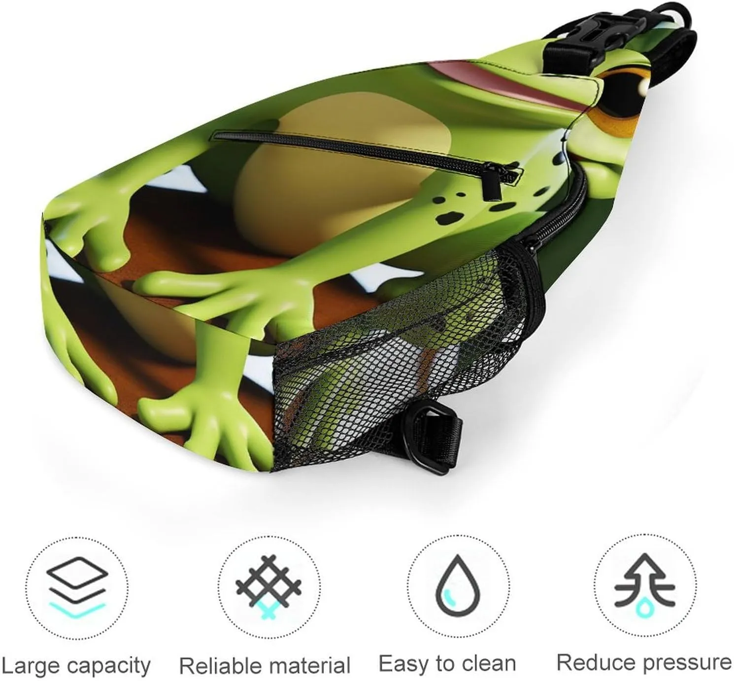 Lightweight Chest Bag Crossbody Bag Cute Frog Sling Backpack for Women Men Sports Travel