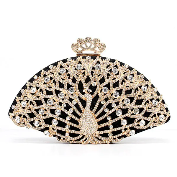 Luxury Designer Women's Clutch: Fashionable Golden Metal Crystal Clutch Handbag for Ladies, Perfect for Weddings, Bridal Parties, and Evening Events