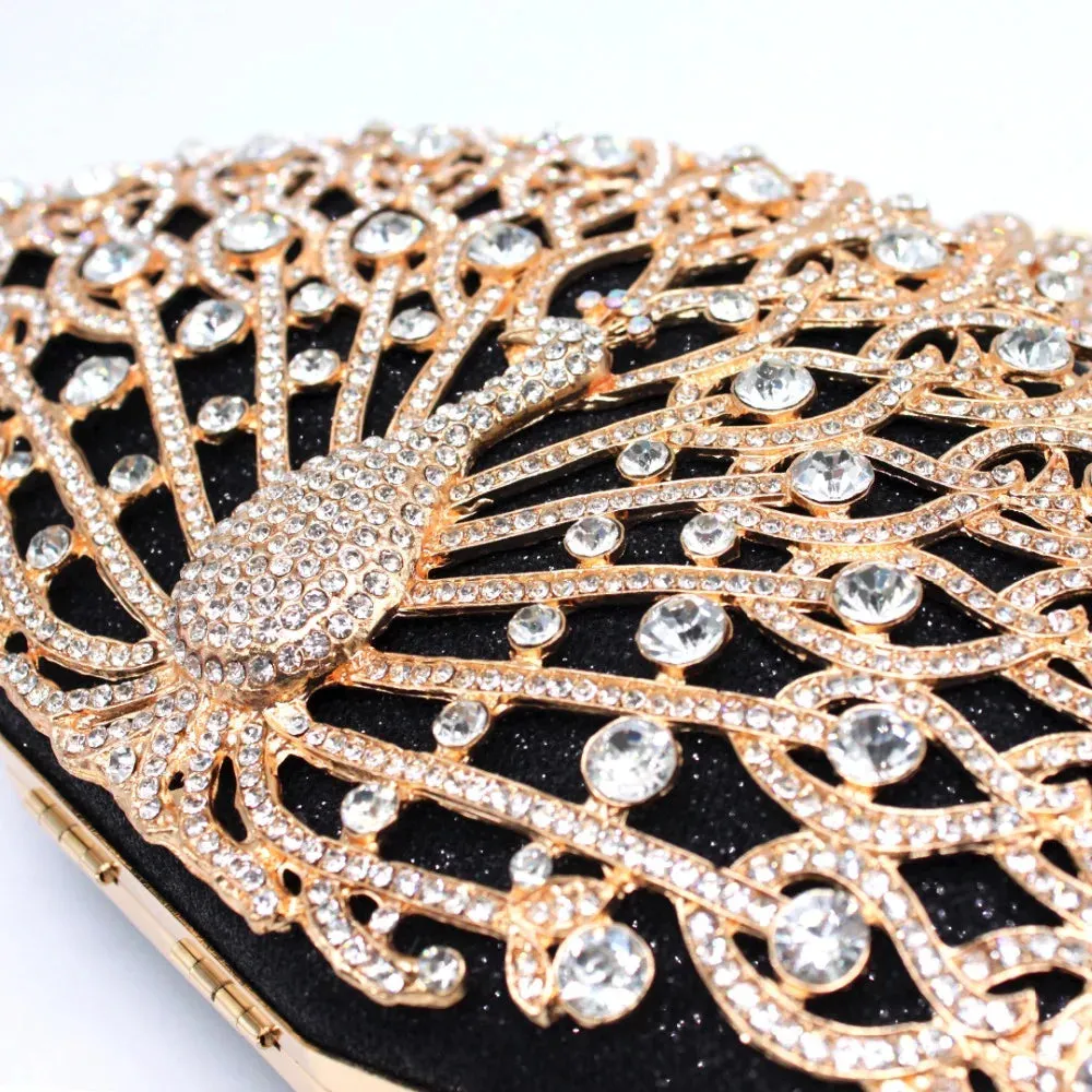 Luxury Designer Women's Clutch: Fashionable Golden Metal Crystal Clutch Handbag for Ladies, Perfect for Weddings, Bridal Parties, and Evening Events