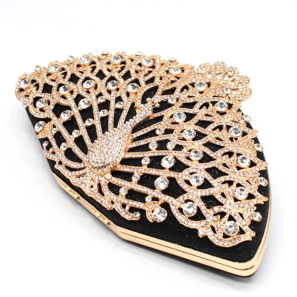 Luxury Designer Women's Clutch: Fashionable Golden Metal Crystal Clutch Handbag for Ladies, Perfect for Weddings, Bridal Parties, and Evening Events