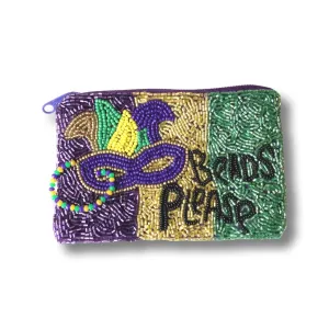 Mardi Gras Seed Bead Mini Pouch