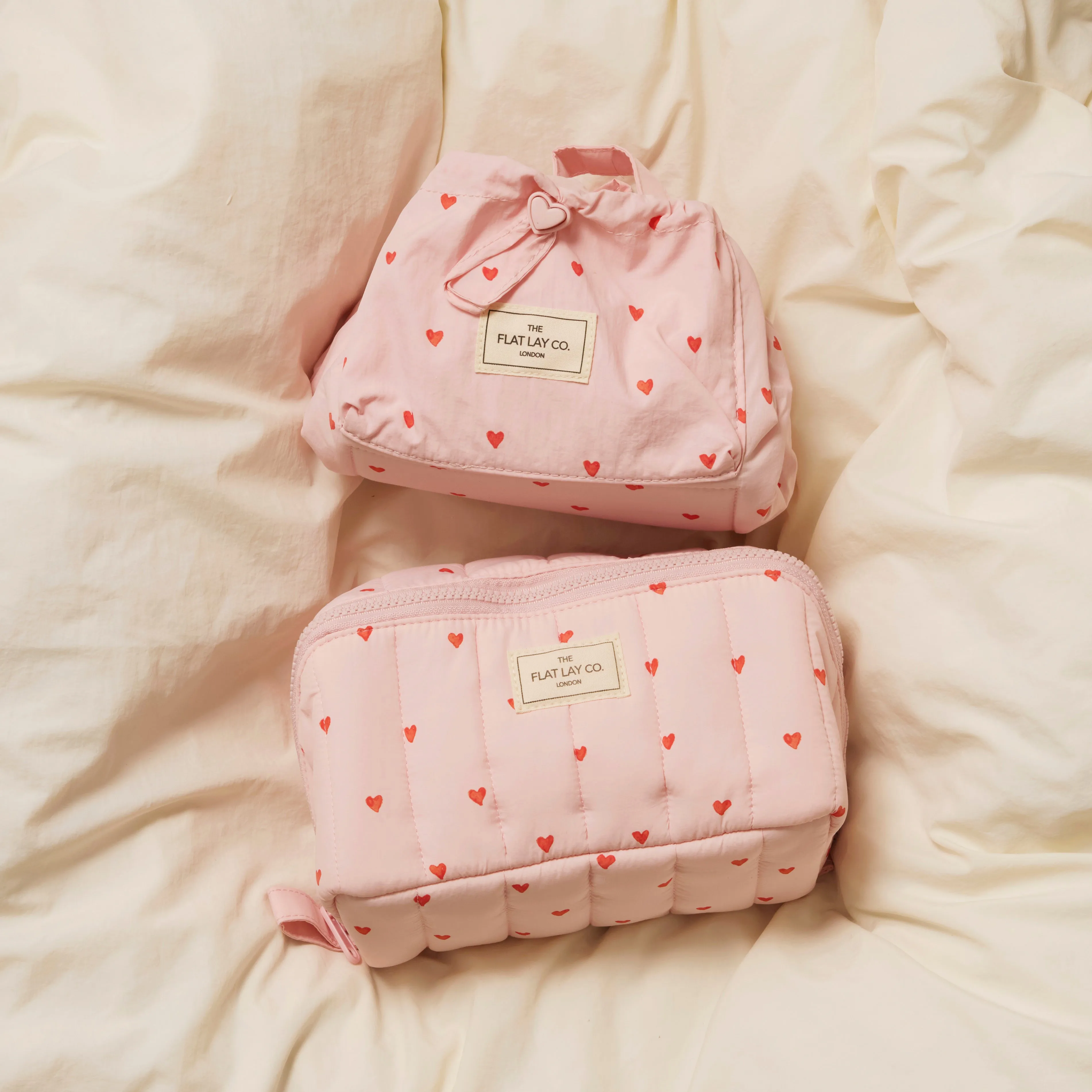 Marshmallow Flat Lay Makeup Box Bag - Sweet Pink Hearts