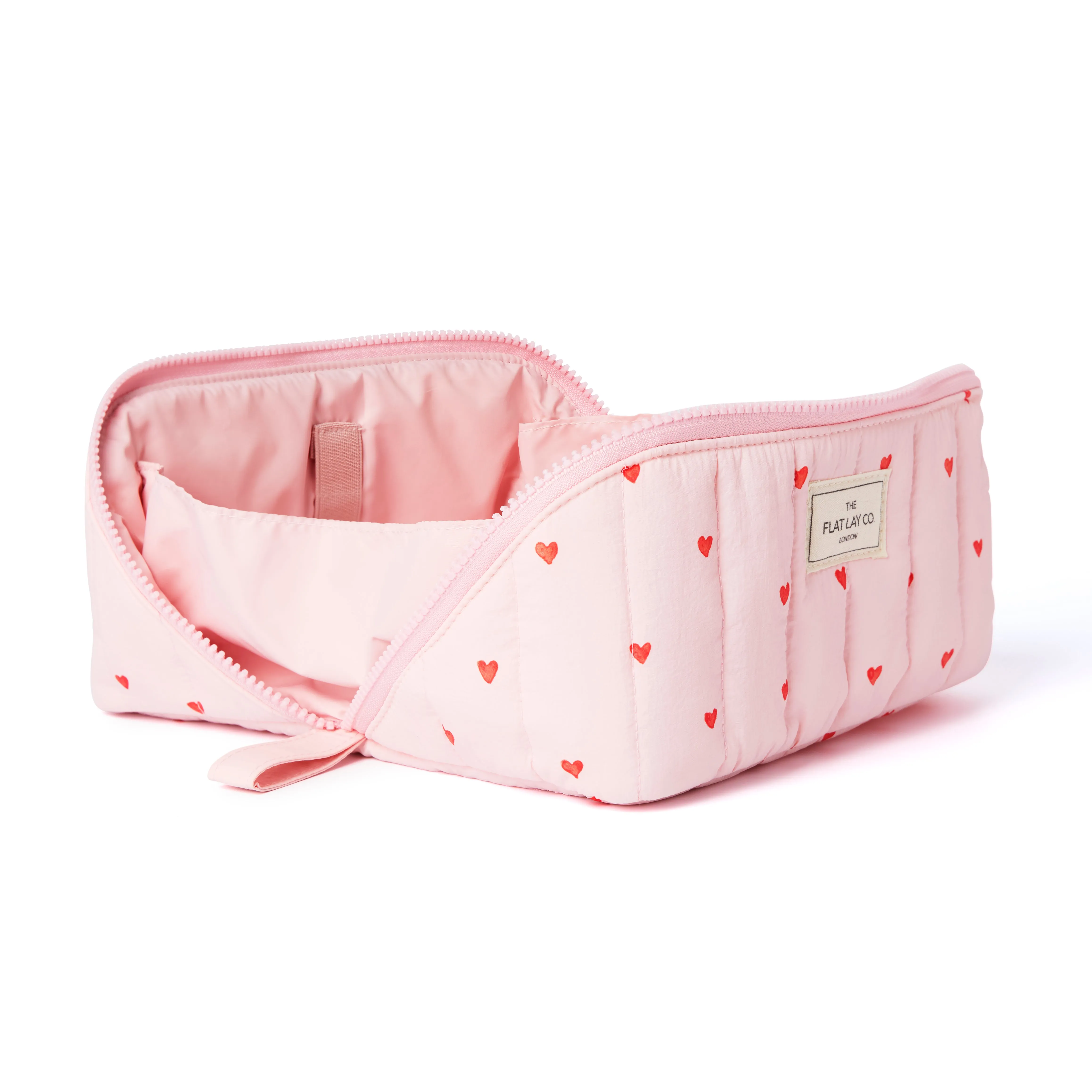 Marshmallow Flat Lay Makeup Box Bag - Sweet Pink Hearts