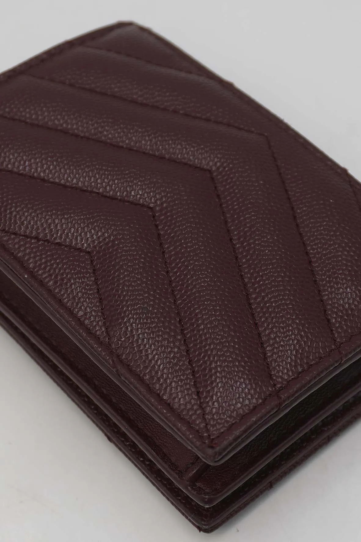 Matelasse Leather Small Envelope Monogram Wallet Brown