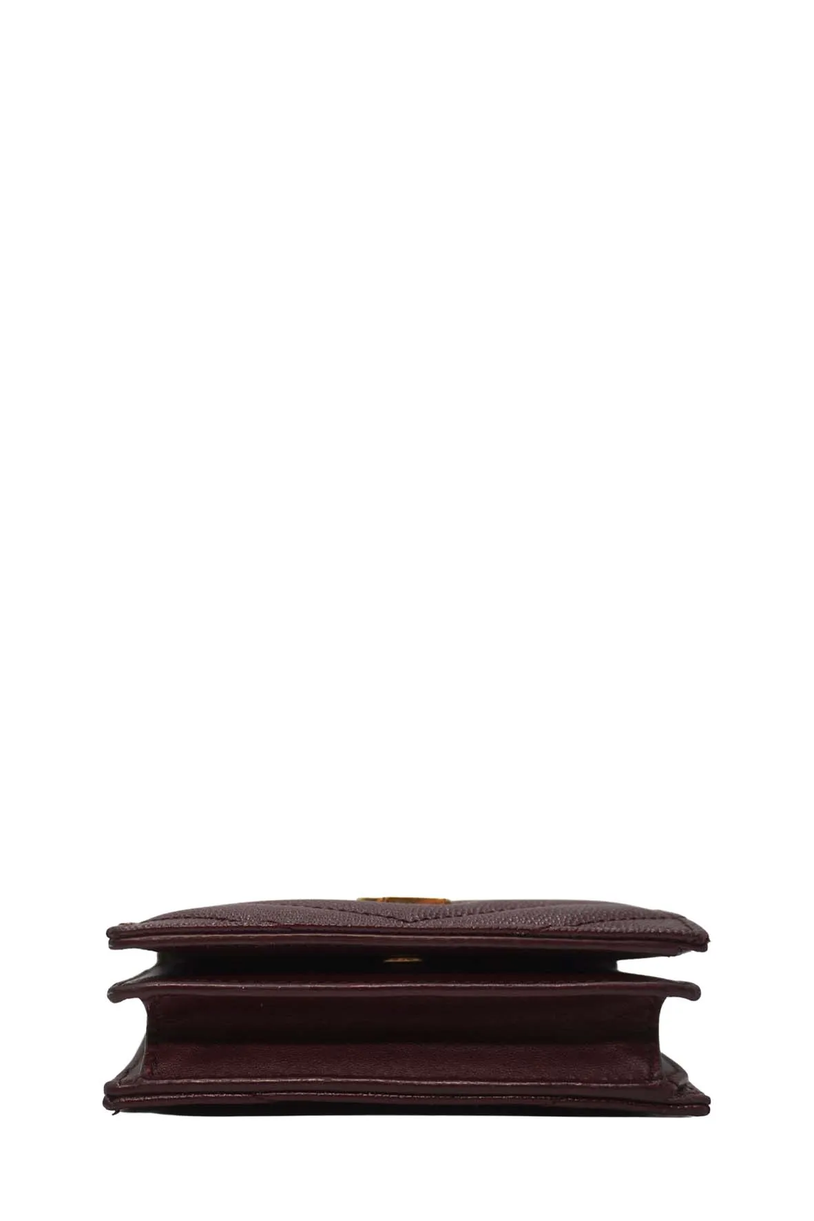 Matelasse Leather Small Envelope Monogram Wallet Brown