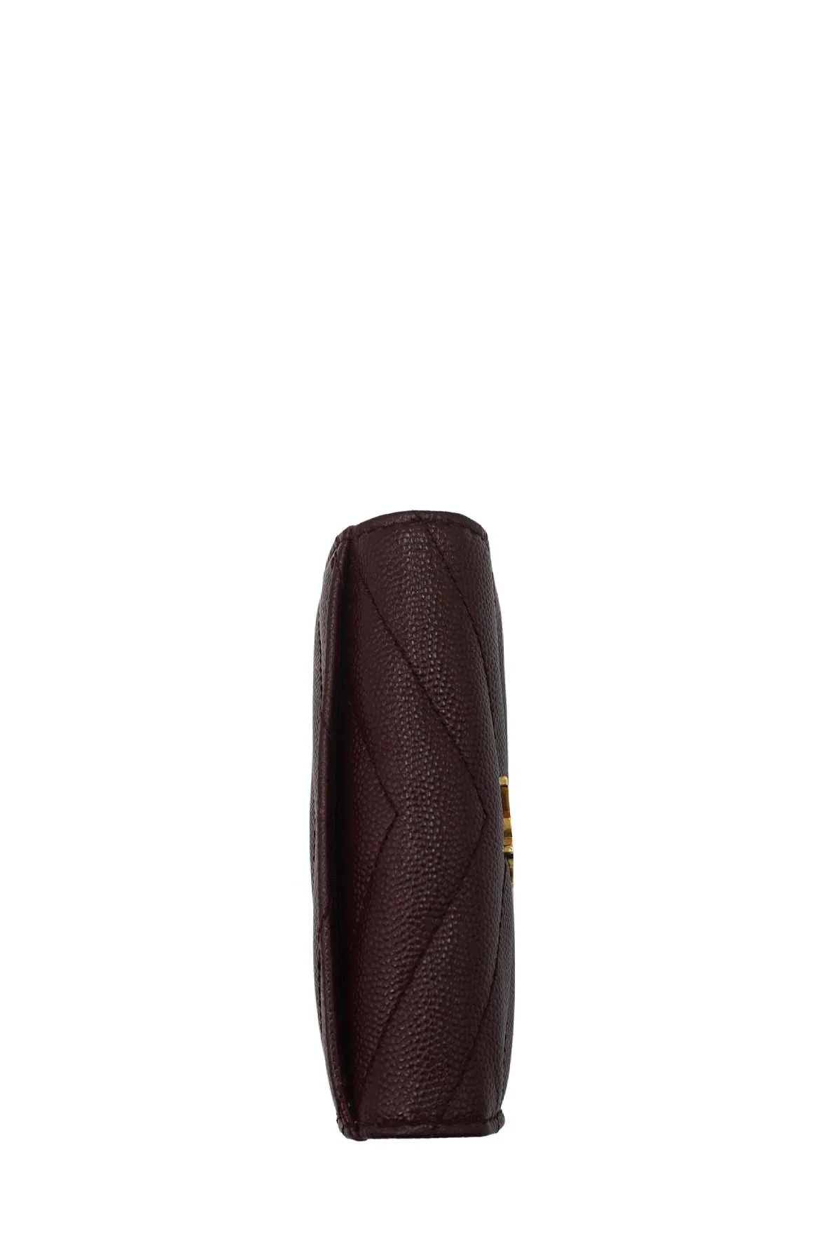 Matelasse Leather Small Envelope Monogram Wallet Brown