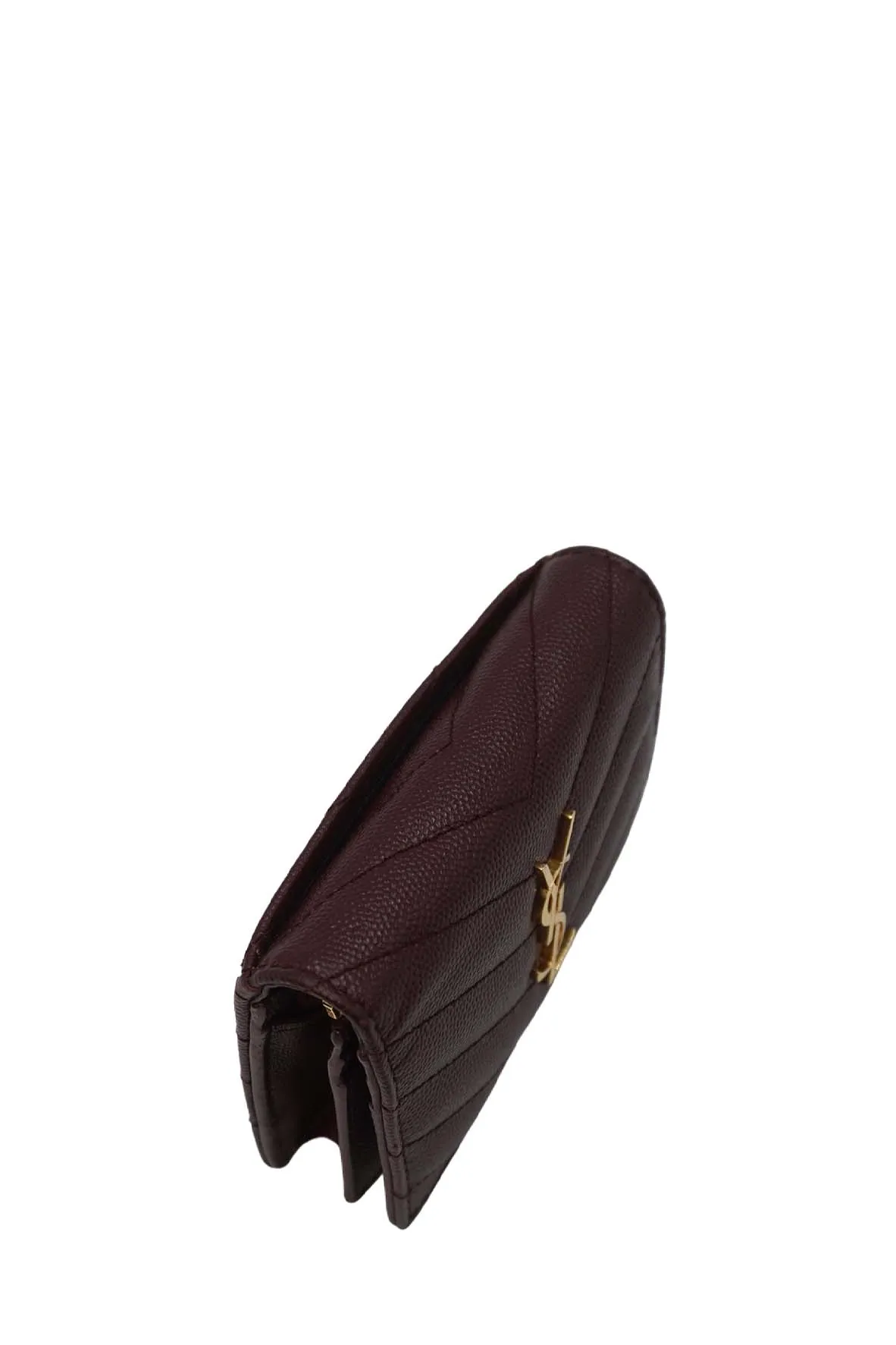Matelasse Leather Small Envelope Monogram Wallet Brown