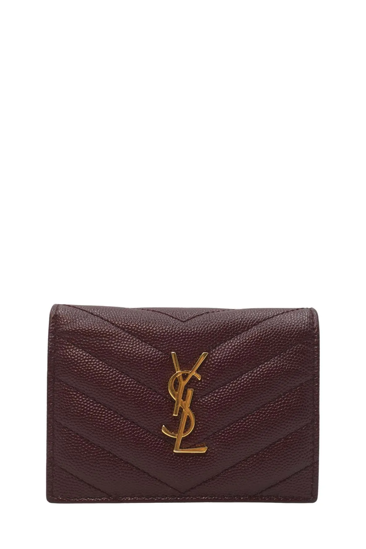 Matelasse Leather Small Envelope Monogram Wallet Brown