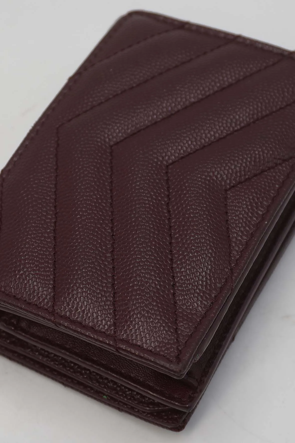 Matelasse Leather Small Envelope Monogram Wallet Brown