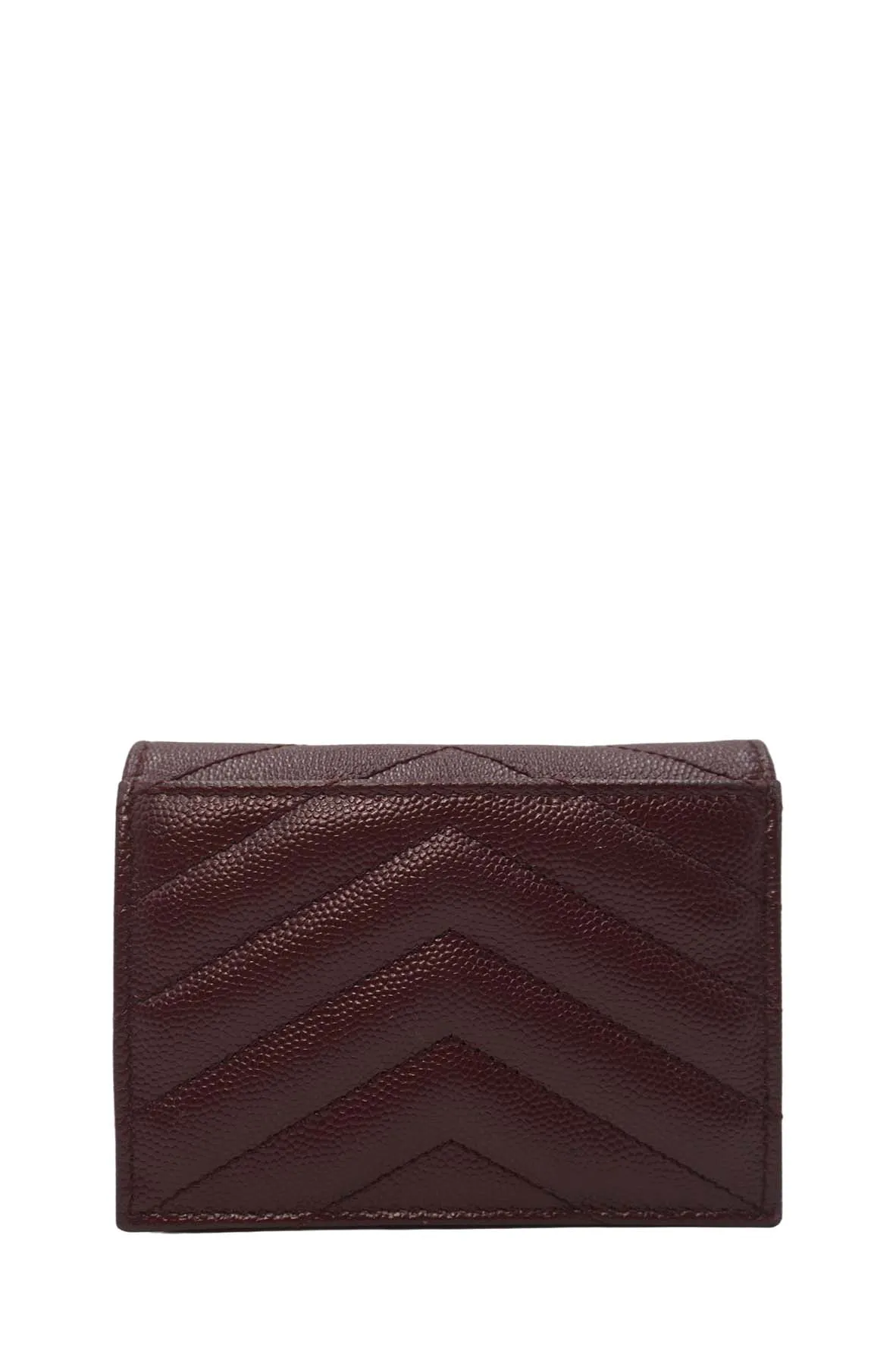Matelasse Leather Small Envelope Monogram Wallet Brown