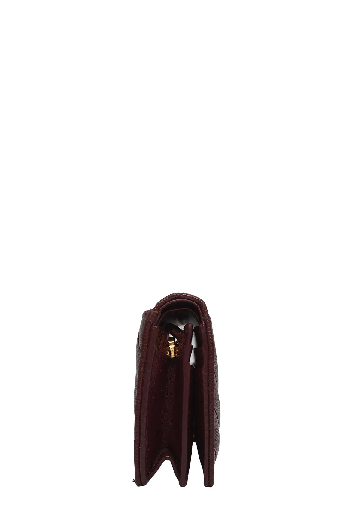 Matelasse Leather Small Envelope Monogram Wallet Brown