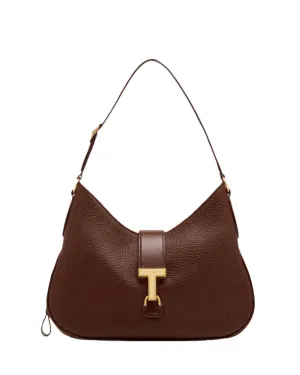 Medium Tara Crazy Grain Leather Bag in Saddle Brown