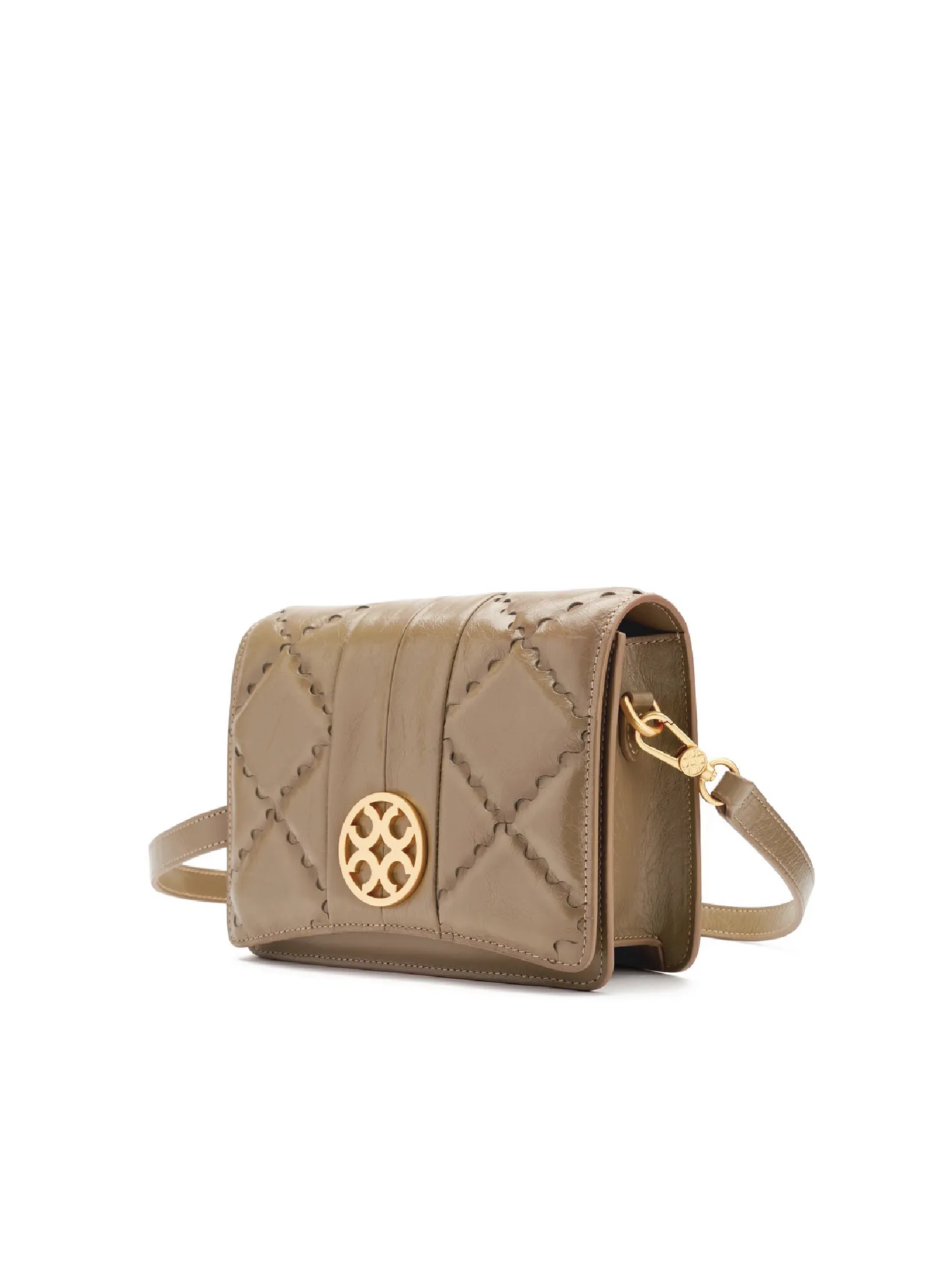 Mosaic Diamond Crossbody Bag - Khaki