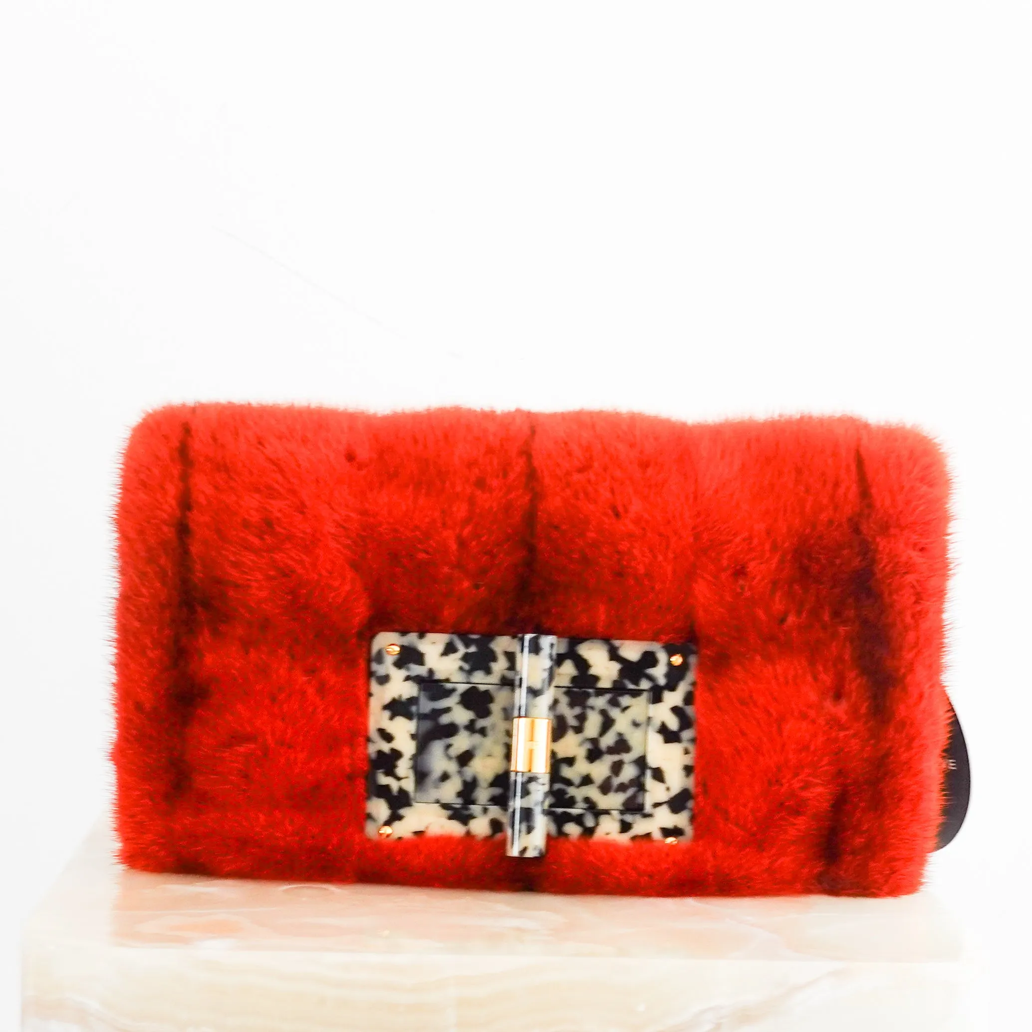 Orange mink clutch RRP £800