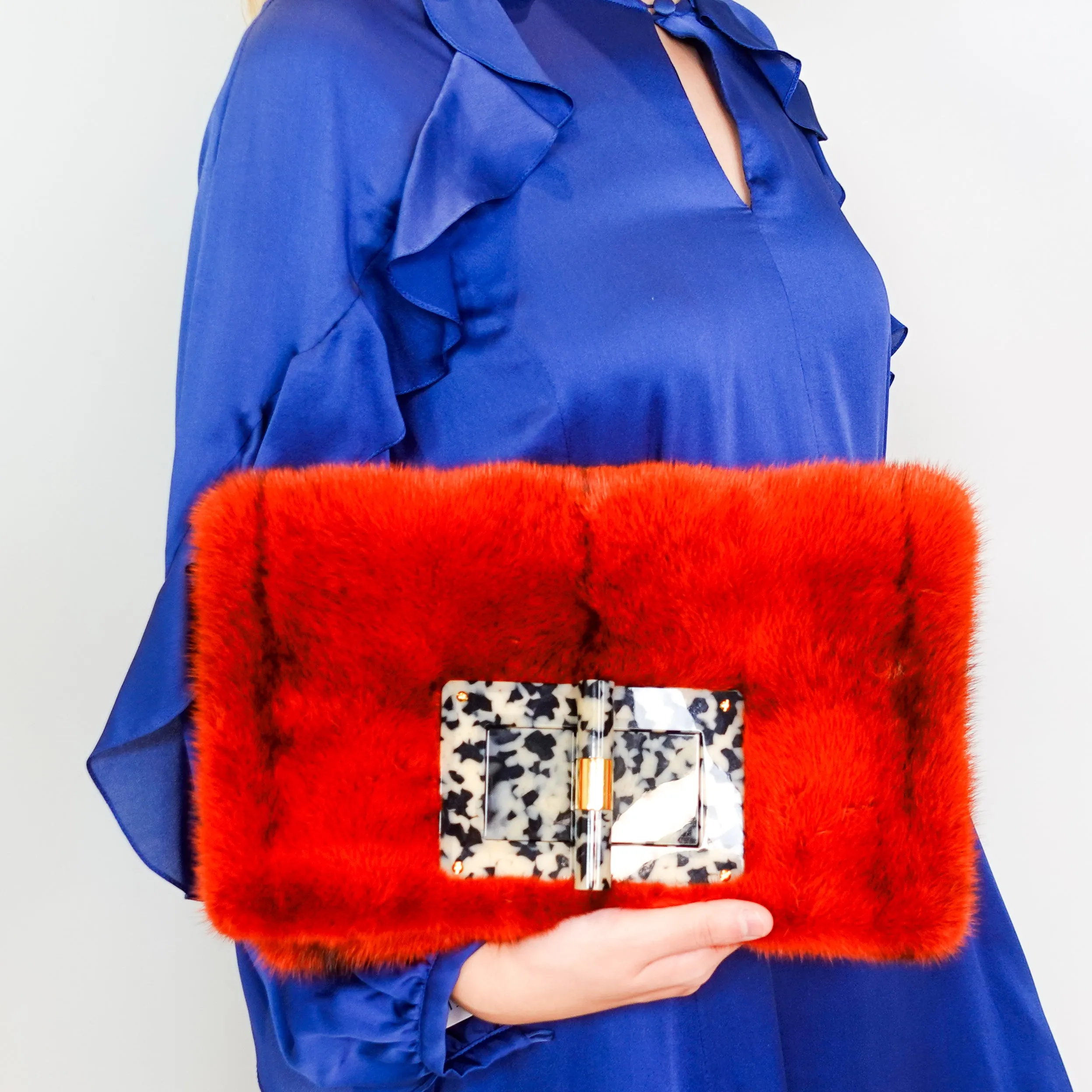 Orange mink clutch RRP £800