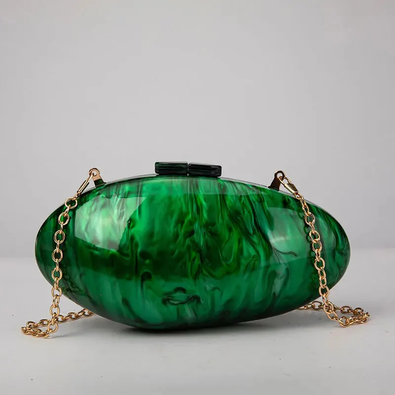 Pearl Acrylic Evening Bags: Designer Luxury Clutch Purse, Mini Women's Wallet, Shell Chain Shoulder Crossbody Wedding Party Handbag
