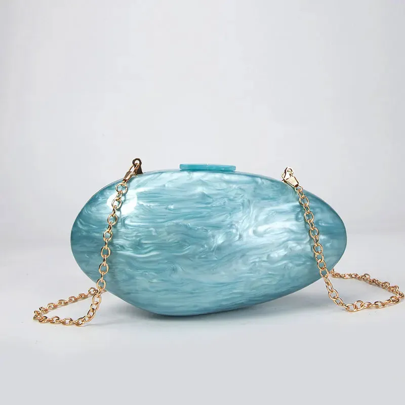 Pearl Acrylic Evening Bags: Designer Luxury Clutch Purse, Mini Women's Wallet, Shell Chain Shoulder Crossbody Wedding Party Handbag