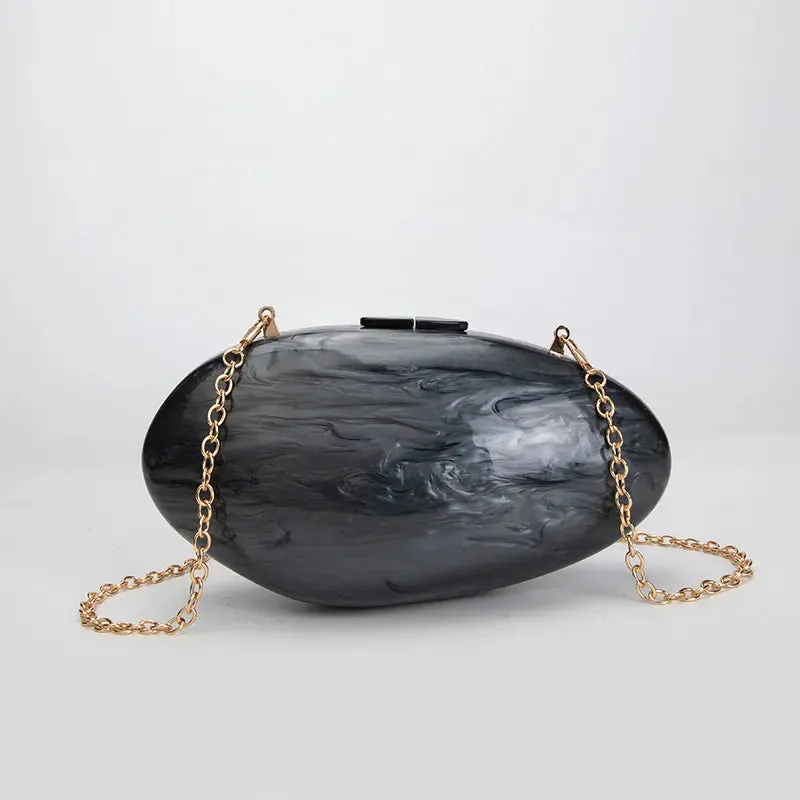 Pearl Acrylic Evening Bags: Designer Luxury Clutch Purse, Mini Women's Wallet, Shell Chain Shoulder Crossbody Wedding Party Handbag