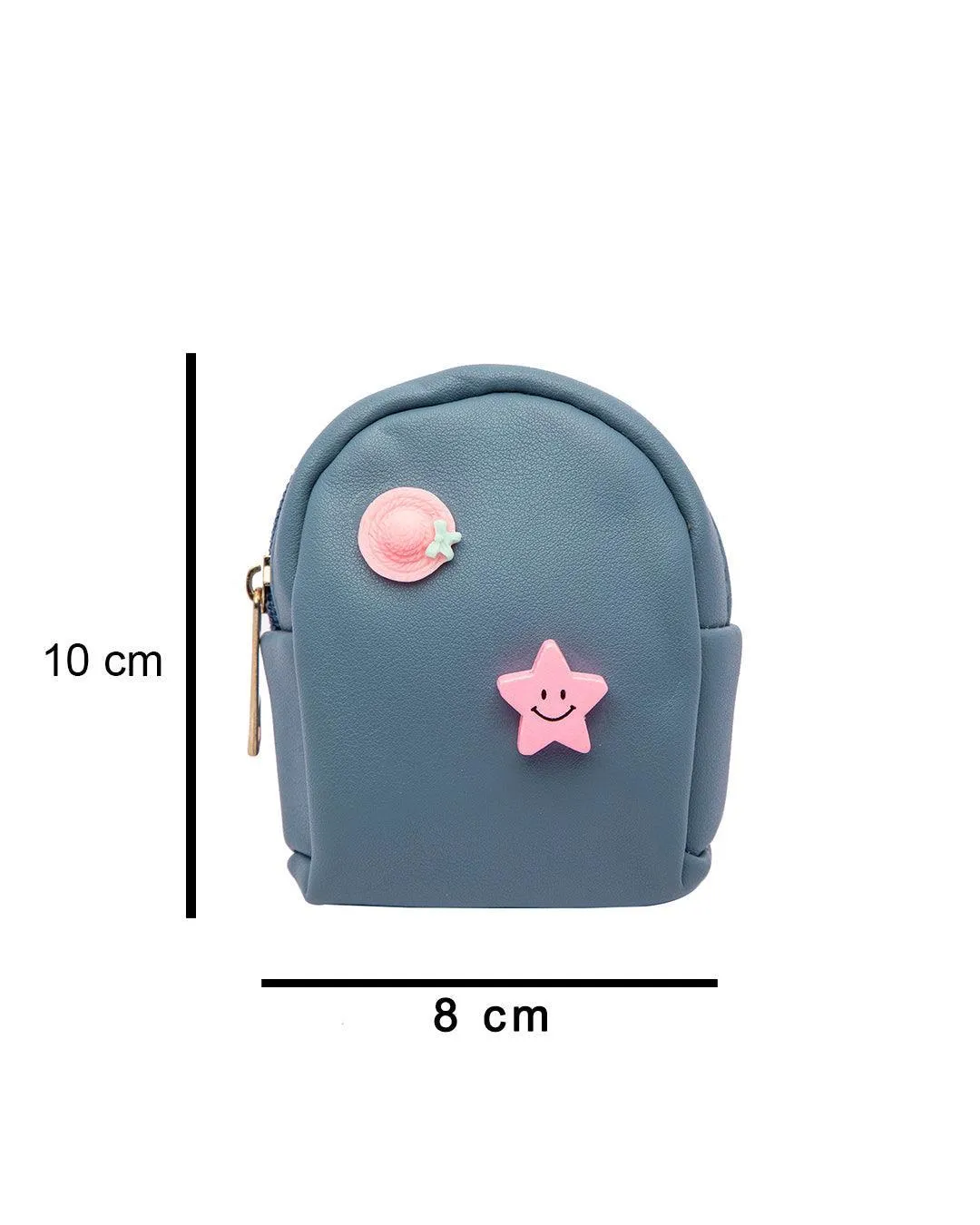 Pouch, with Studded Design, Keychain, Coin Purse, Blue, Rexine
