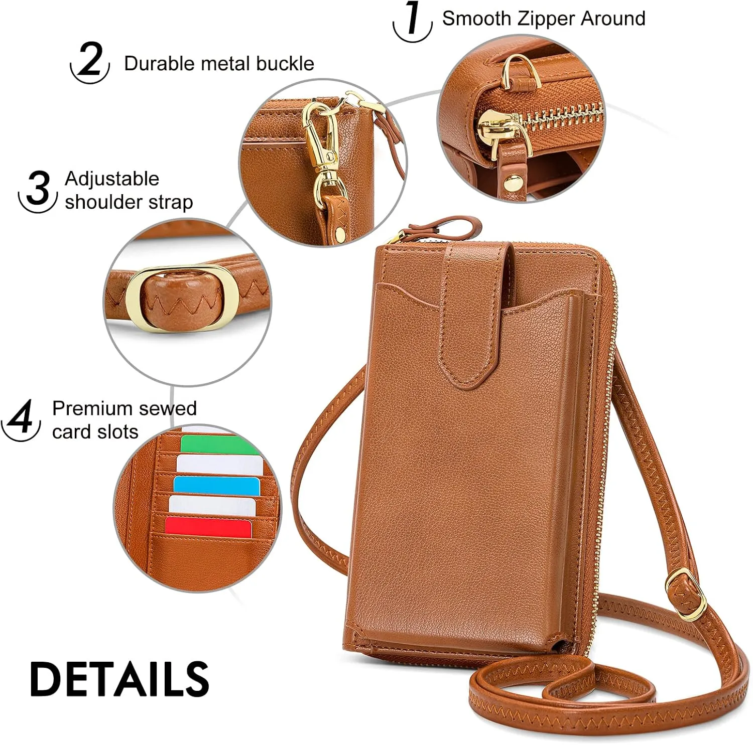 RONSIN Small Crossbody Phone Bag for Women Cell Phone Purse Wallet Mini Shoulder Bag with RFID Card Slots