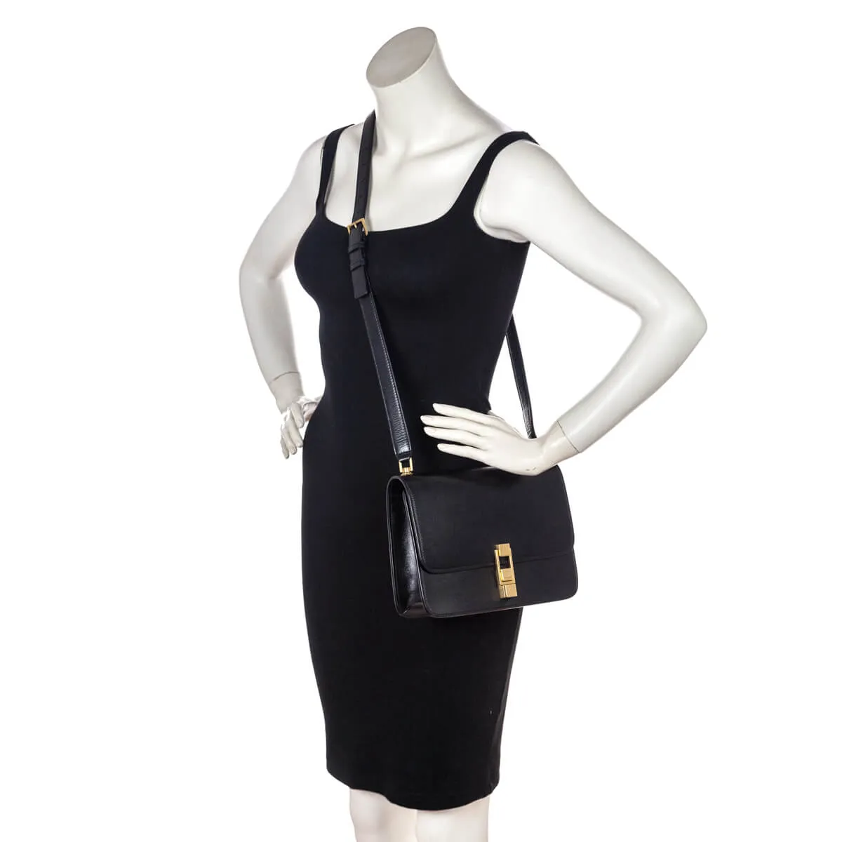 Saint Laurent Black Box Calfskin Le Carre Shoulder Bag