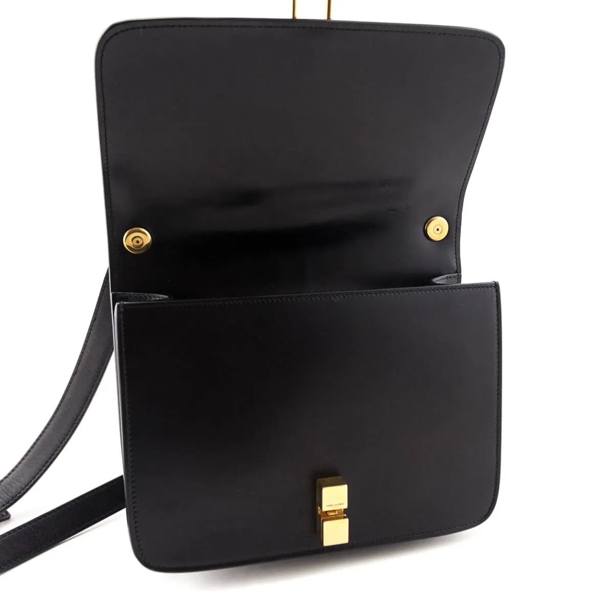 Saint Laurent Black Box Calfskin Le Carre Shoulder Bag