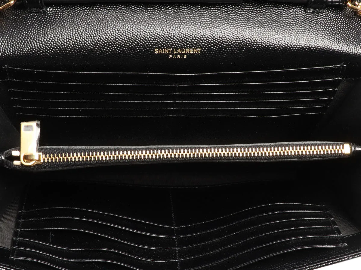Saint Laurent Black Grain de Poudre Envelope Wallet On Chain