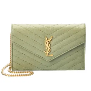 Saint Laurent Monogram Matelasse Leather Envelope Wallet On Chain