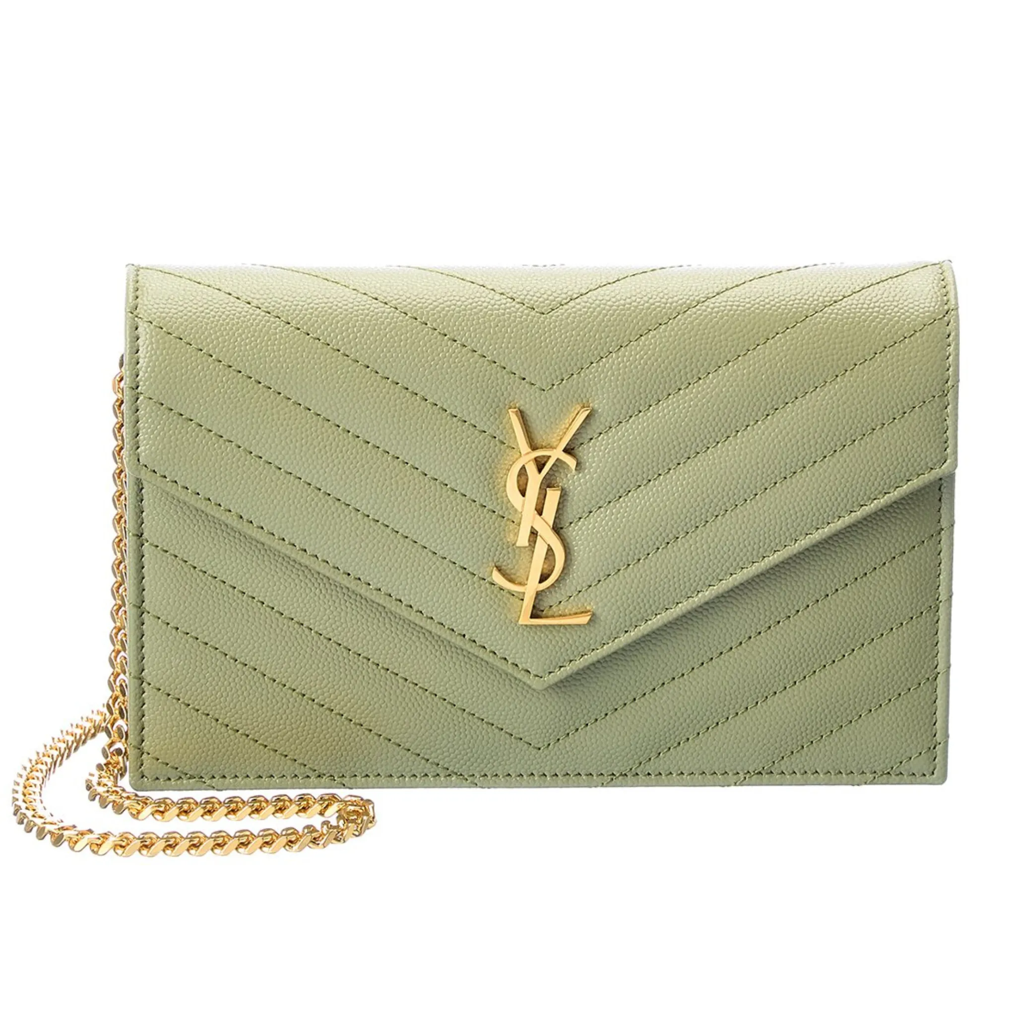 Saint Laurent Monogram Matelasse Leather Envelope Wallet On Chain
