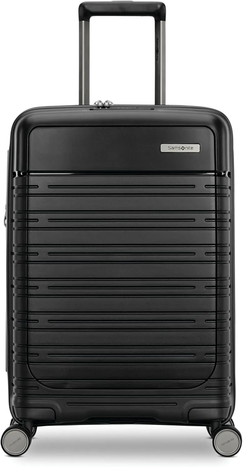 Samsonite Elevation Plus - Carry-On Hardside Luggage with QuickEntry Front Compartment - Scratch Resistant Polypropylene Shell, AirTag Holder, TSA Lock, Airline Approved - Triple Black