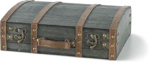 Soul & Lane Amelia Decorative Vintage Suitcase - 14.2" x 11.8" x 4.3", Wooden Briefcase for Keepsakes, Antique Wood Travel Trunk for Storage and Home Dcor, Memory Chest with Hinged Lid