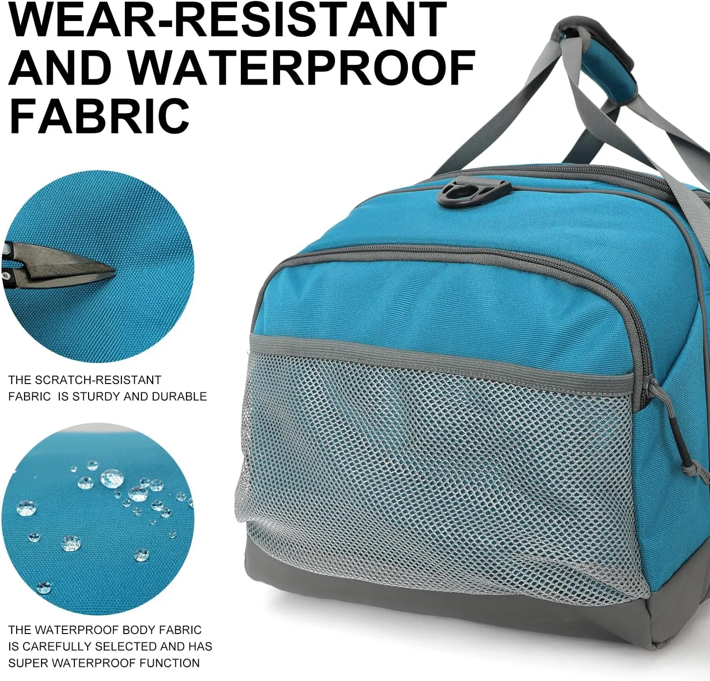 Sports Gym BagINOXTO Travel Duffel Bag with Dry Wet Pocket And Shoe CompartmentFor Women and Men40L/55L Fitness Waterproof Weekender Bag For Swim Sports Travel Working Out (Blue White, 55L)