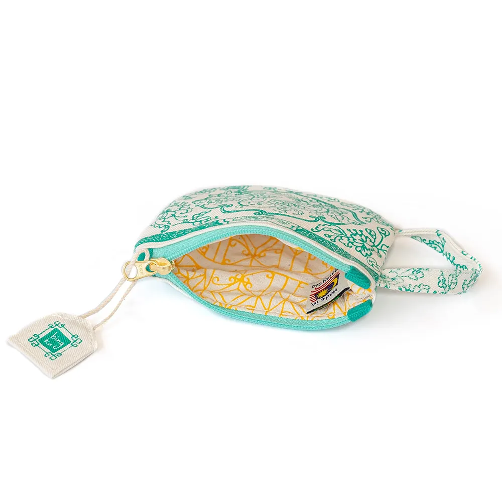 Teal Tea Cup Coin Pouch