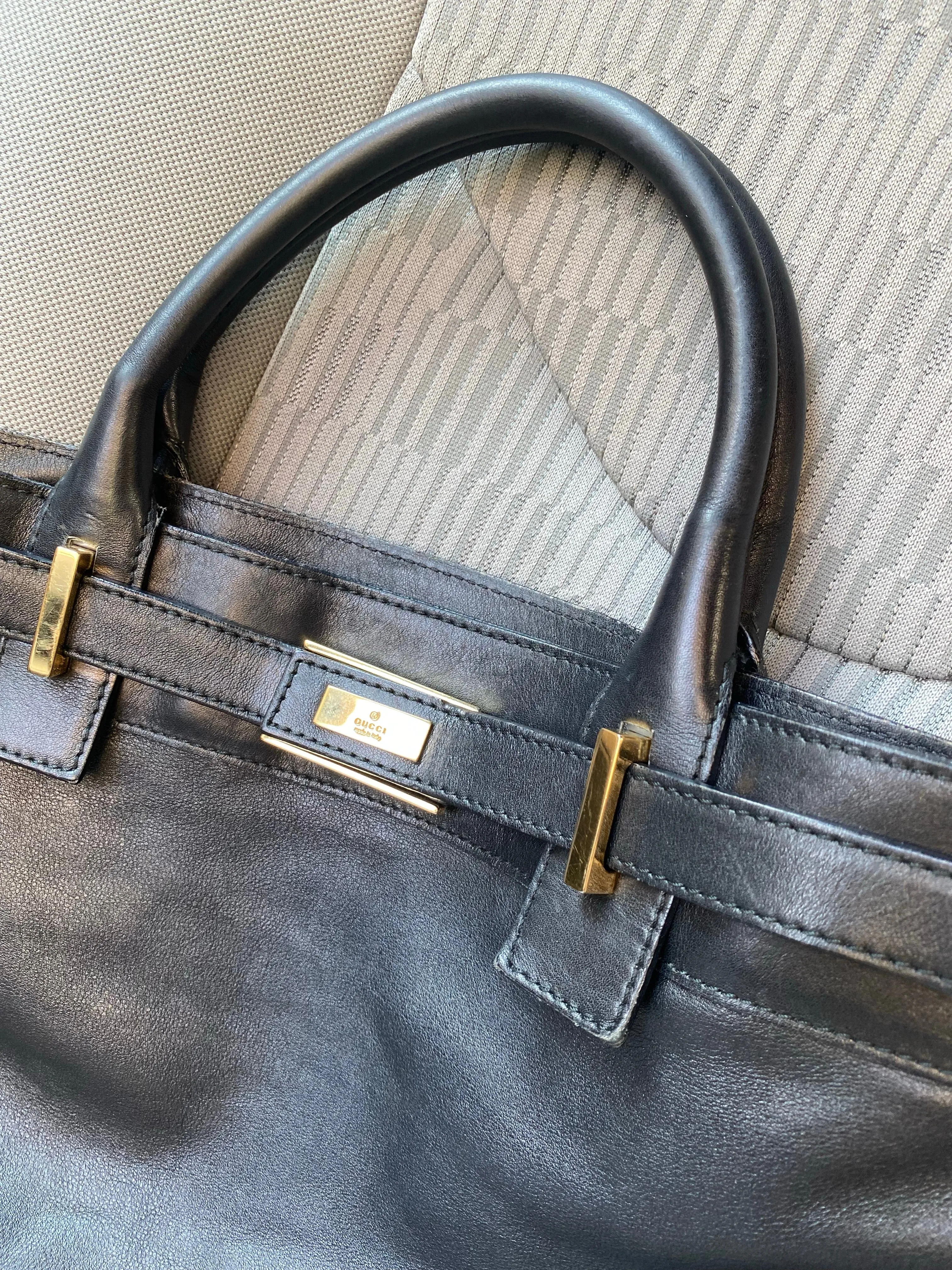 Tom ford for Gucci Black Leather Handbag