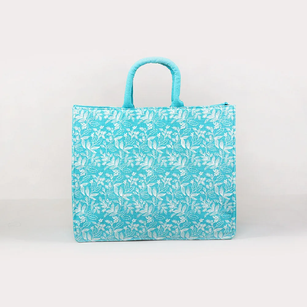 Turquoise floral large box bag