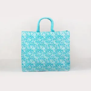 Turquoise floral large box bag