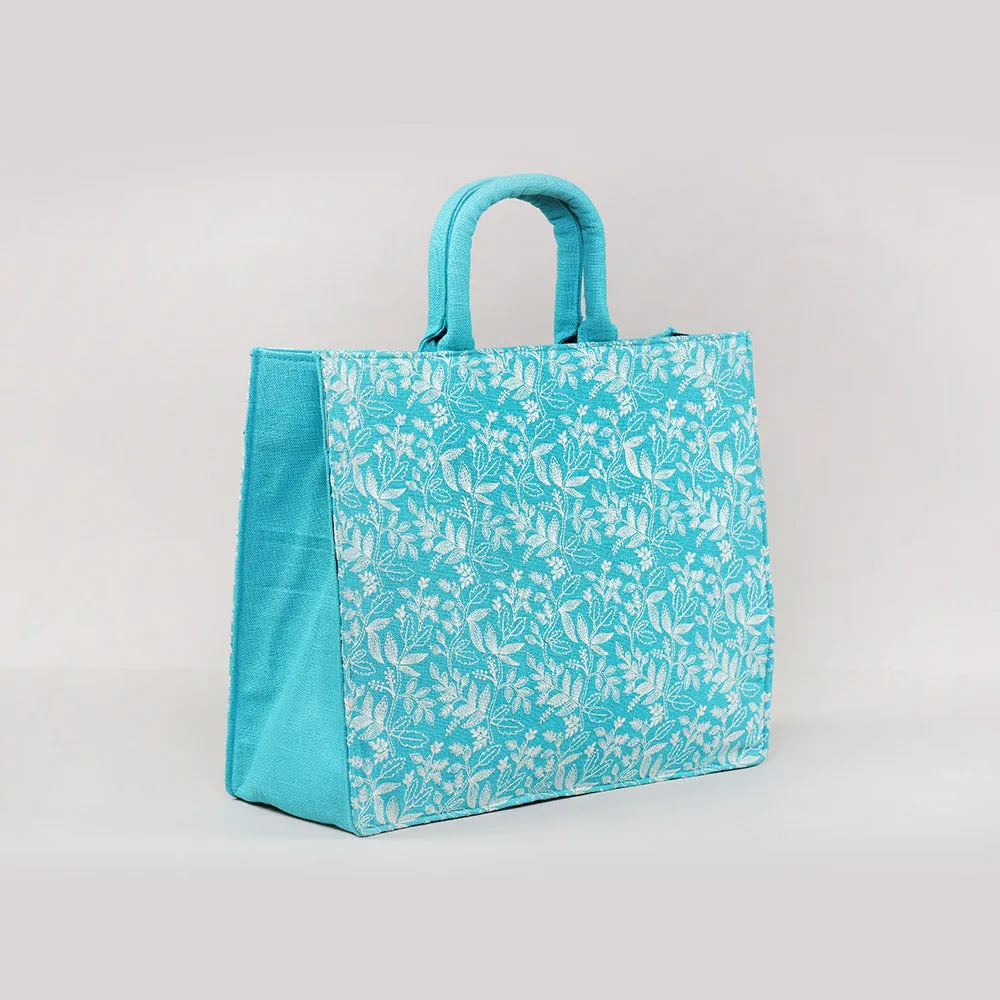 Turquoise floral large box bag
